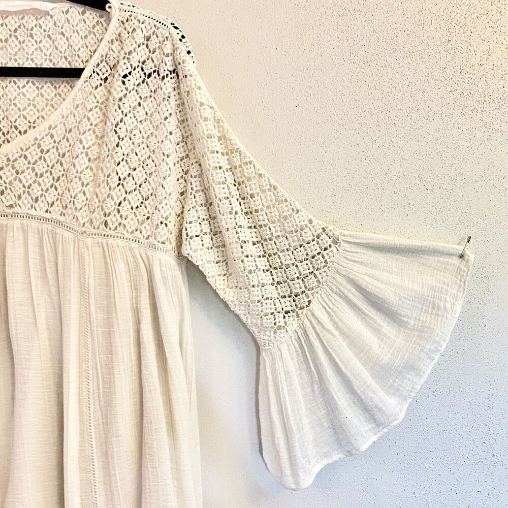 Zara Trafaluc Collection Women's Ivory Button Down Lace Blouse Size 8- Two Piece - Picture 2 of 9